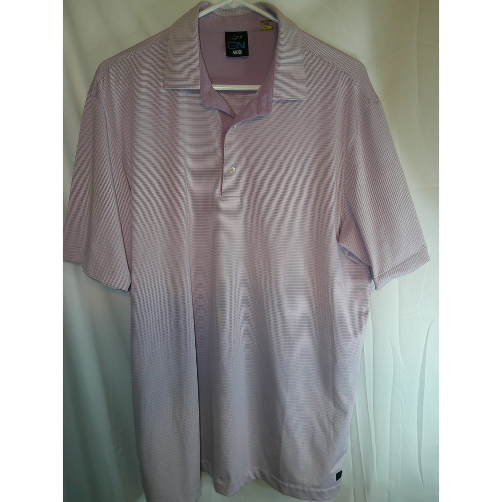 Greg Norman ML75 Stretch Golf Polo Shirt Striped Short Sleeve Purple Large